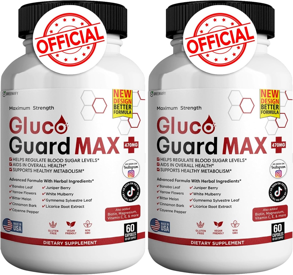 Gluco Guard Max Daily Wellness Support Supplement with Vitamins, Minerals, and Herbs – Chromium, Magnesium, Banaba, Bitter Melon, and Zinc – Non-GMO, Gluten-Free – 120 Capsules