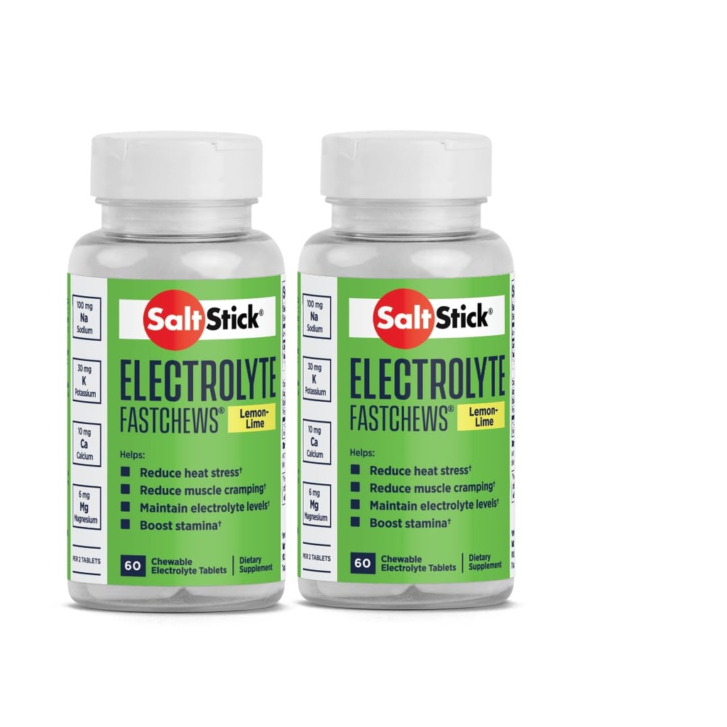 SaltStick Fastchews 60 Count Electrolyte Wymiana Zesty Lemon Lime 2 Pack (120 Wszystkich tabletek)