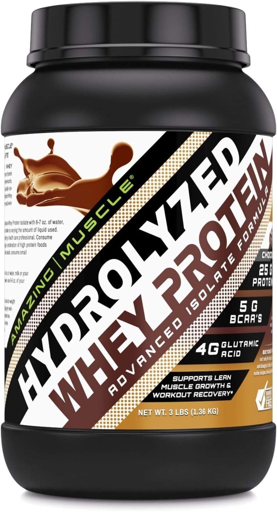 Amazing Muscle Ultra Pure Hydrolizated Whey Protein Isolate * Wsparcie Lean Muscle Growth & Rapid Recovery (Czekolada)