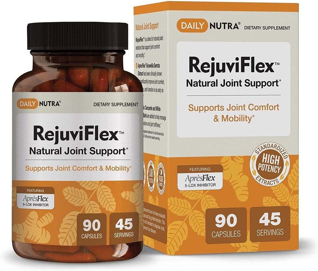 RujuviFlex - Natural Joint Supplement w / ApresFlex Boswellia AKBA, Kurkumina Turmerowa, Piperine & White Willow Bark - for Function of Hands, Knees, General Joint Health (90 kapsułki)