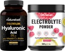 NatureBell Hyaluronic Acid Kapsułki z Biotin + Witamina C & Electrolyte Hydration w proszku Pakiet paczek 124; Kompletny kompleks pielęgnacji urody 124; Prawdziwe elektrolity kokosowe