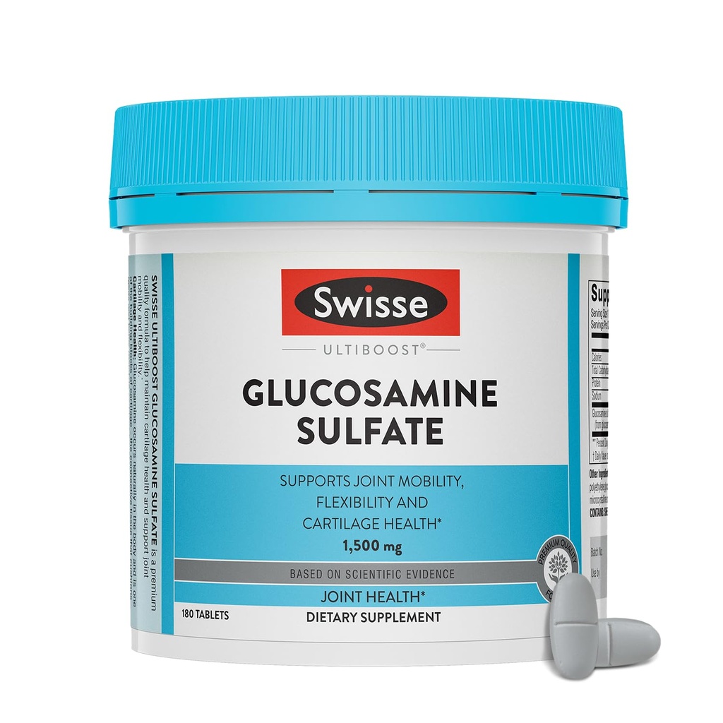 Swisse Glucozamine Sulote Joint Support Supplement for Mobility and Flexibility Health Adresation 124; Kobiety i mężczyźni Adresation 124; Glucozamina 1500mg Adresate 124; 180 Tablets Adresate 124; 6 Miesiące Dostawy