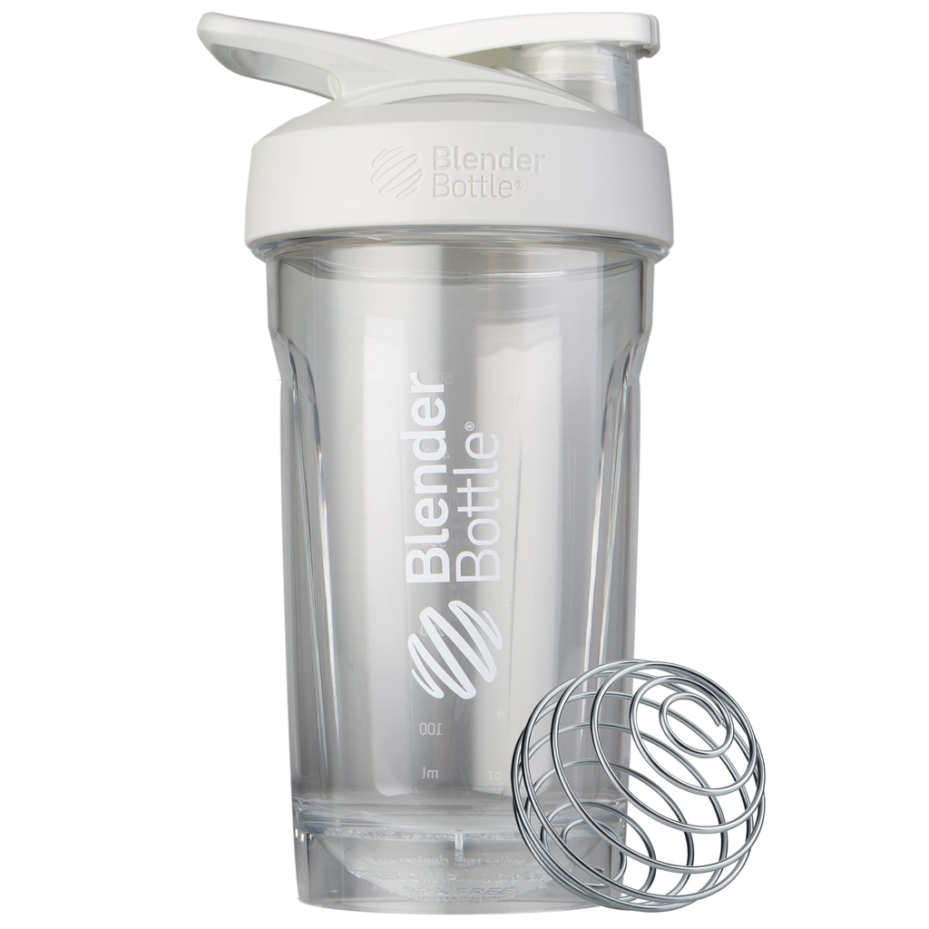 BlenderBottle Sport Shaker Butelka z drutu Whisk, 24- Ounce, Biały - Trzęsienie protein & Hydration dla sportowców & Fitness Entuzjastów, Łatwe mieszanie, Trwałe i Lekkie, Lockable Lid