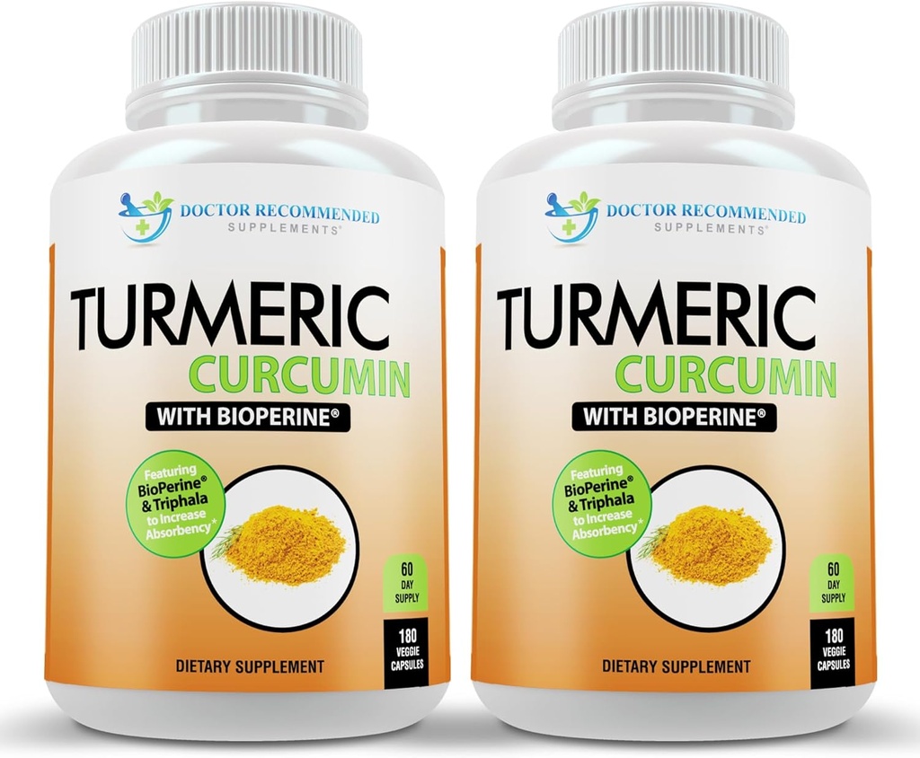 Kurkumina kurkuminowa suplement - 2250mg / d - Kapsle wegetariańskie - 95% Kurkuminoidy z ekstraktem z czarnego pieprzu (Bioperine) - 750mg kapsułki - 100% Organiczne - Najmocniejsze Turmeric (Opakowanie 2)
