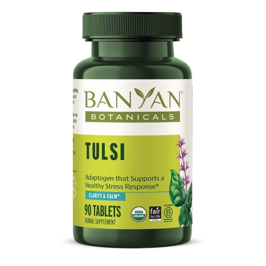 Banyan Botanicals Tulsi (Holy Basil) - Podnoszenie adaptatogen - Organic Lung and Research Health Supplement * - 90 Tablets - Non-GMO Sustainable Sourced Vegan