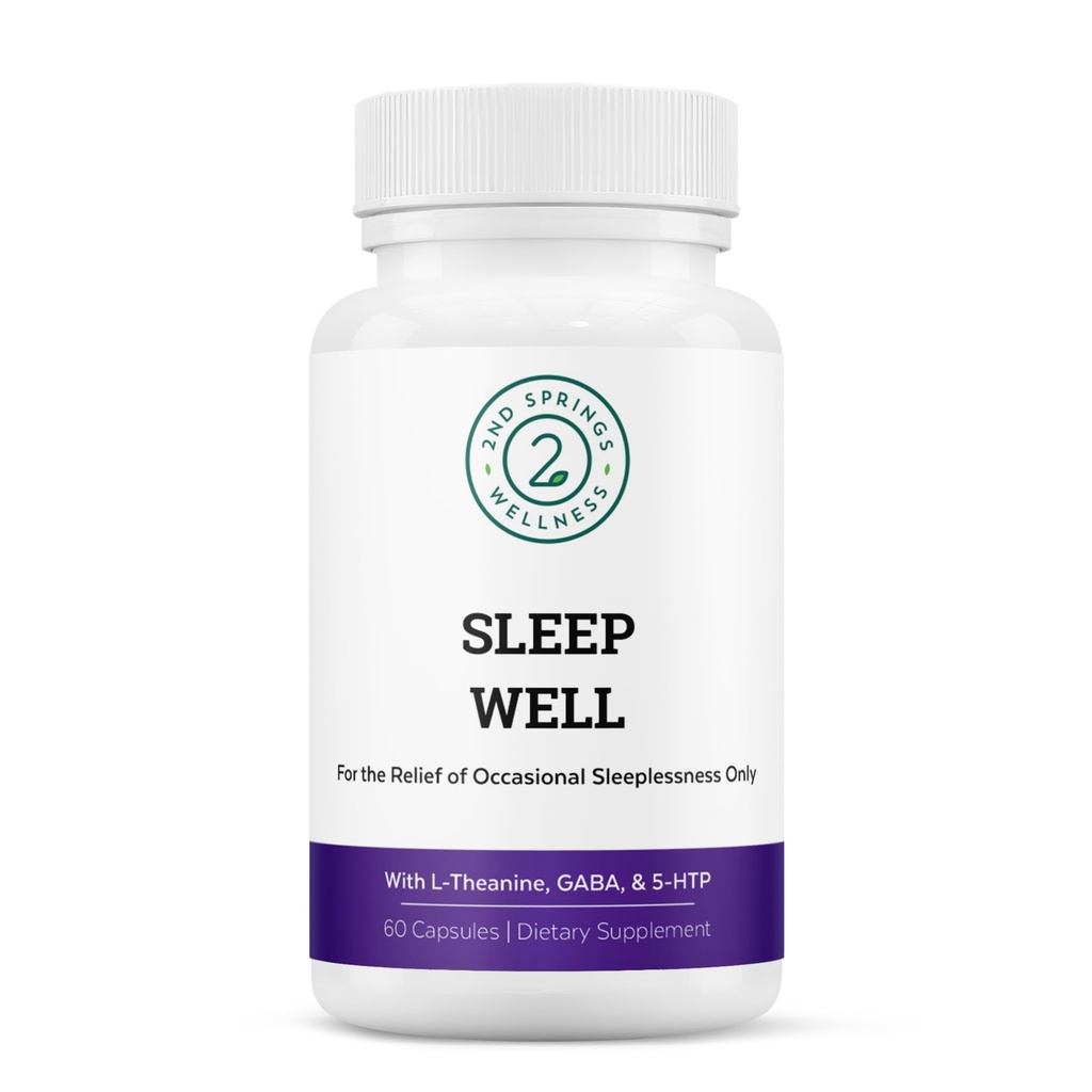Sleep Well Calmness & Relaxing Support Formuła - Mocny mieszanka z magnezem, L- Theanine, GABA i Melatonina - Wzmocnienie Relaks + Promotes Zdrowe wzorce snu - 60 Kapsułki