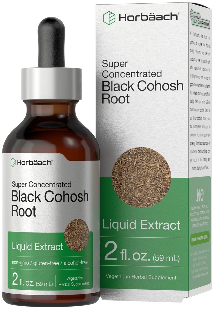 Horbäach Black Cohosh Root Tincture Xi124; 2 fl oz Xi124; Liquid Extract Xion124; Alcohol Free Herb Drops Xion124; Vegetarian Xion124; Non-GMO, Gluten Free Supplement