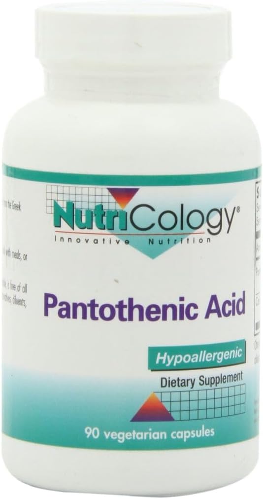 Nutricology Kwas pantotenowy - Witamina B5 dla mężczyzn i kobiet, Wapń, 500 mg Suplement, Czysty, Organiczny, Kapsułki wegetariańskie - 90 Liczba