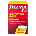 Tylenol 8-godzinna ulga w zapaleniu stawów w postaci tabletek uwalniających lek, 650 mg acetaminofenu, lek zmniejszający ból stawów i gorączka, lek zmniejszający ból jamy ustnej w przypadku zapalenia stawów i bólu stawów, 50