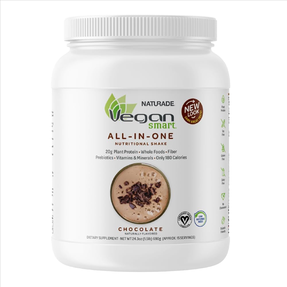 Wegansmart Plant - Proszek proteinowy przez Naturade, All- in- One Nutritional Shake - Czekolada (30 Słupki)
