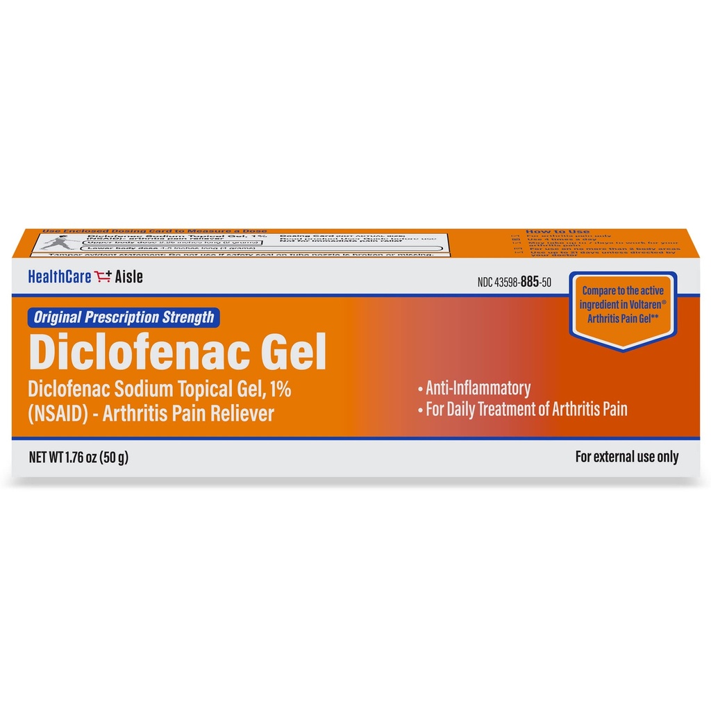 HealthCareAisle Diclofenac Gel, 1%, zapalenie stawów Relief Pain - 50 g tuba - Oryginalna moc recepty (NLPZ)
