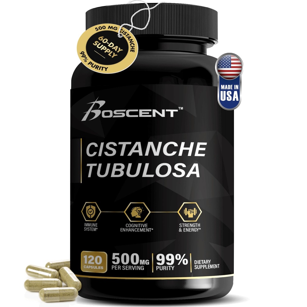 Premia Cistanche Tubulosa Extract 500mg (120 kapsułek) - 50% Echinakozydów, 10% Aktywozydów - Naturalny Nootrop dla Staminy, Odporność i Pamięć - No Fillers, Hormon Balance - Siła Booster dla mężczyzn