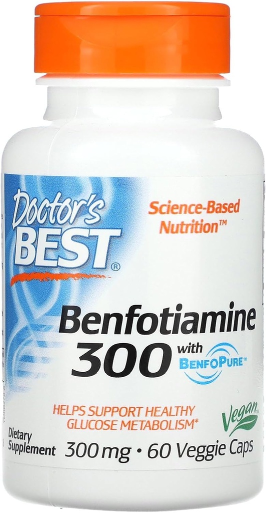 Doctor 's Best, Benfotiamina z BenfoPure, 300 mg, 60 Veggie Caps