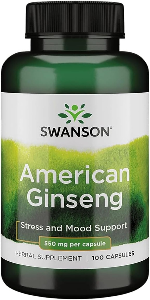 Swanson Premium Brand American Ginseng 550 Miligramy 100 kapsułki