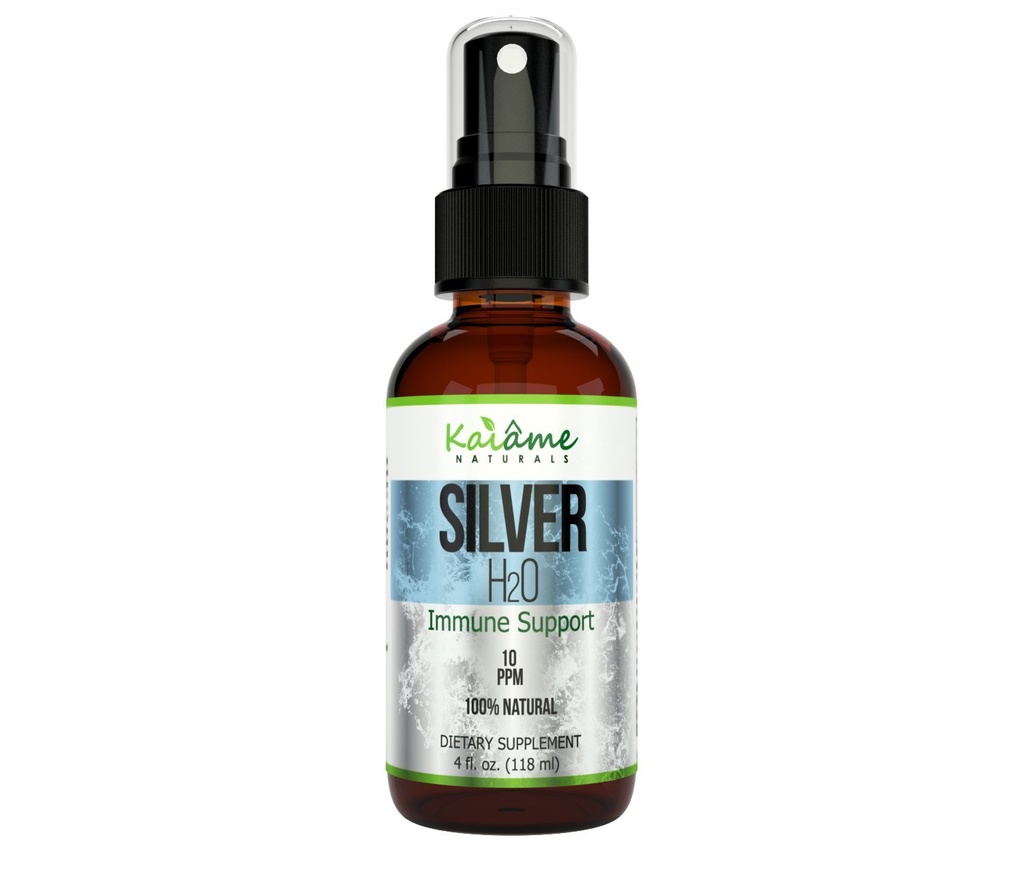 Kaiame Naturals Colloidal Silver, jonowe Silver Solution, 10 PPM, Duży 4 Oz Spray w szklanej butelce, Naturalny suplement immunologiczny, Sejf dla dorosłych, Dzieci i zwierzęta domowe