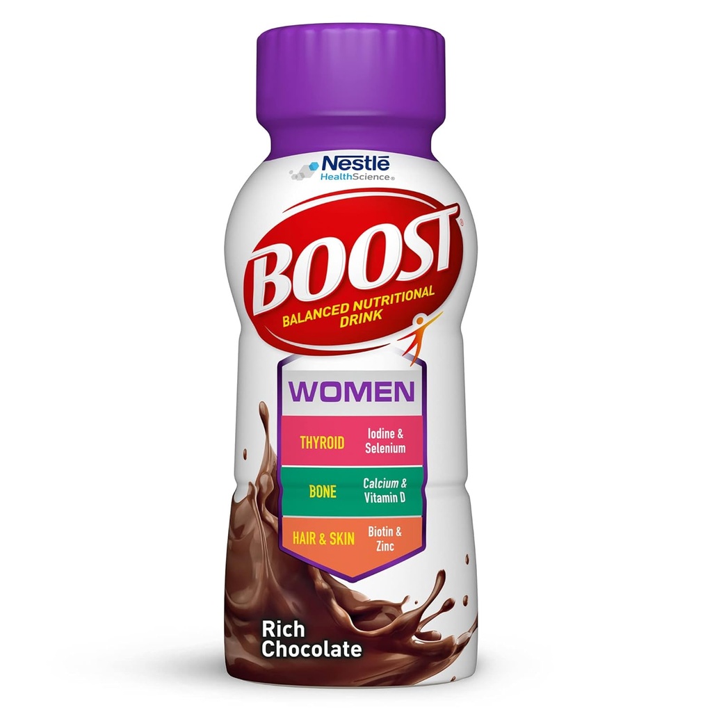 BOOST Kobiety Balanced Drink odżywczy, bogata czekolada, 8 FL OZ (opakowanie po 6)