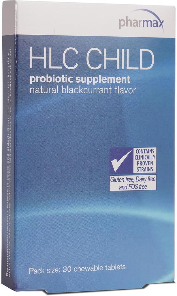 Pharmax HLC Dzieci 124; Suplement Probiologiczny dla dzieci 124; 30 Tabletki do rozgryzania i żucia 124; Naturalny Blacklirant Flavor
