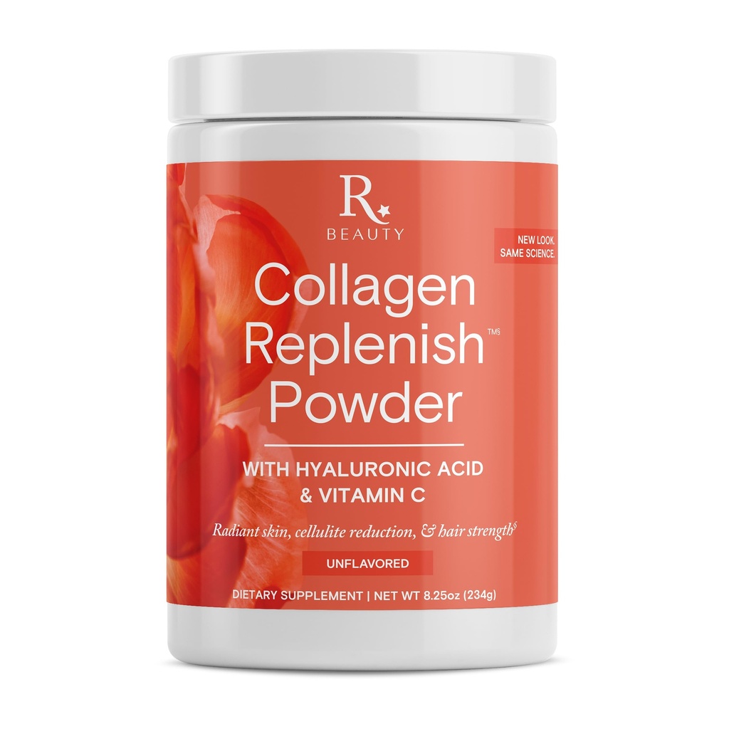 Reservation Beauty Collagen Replenish Powder - No- Taste Collagen for Radiant Skin & Hair Growth - Mieszanki łatwo w płynie lub Smoothie - 8.25 oz