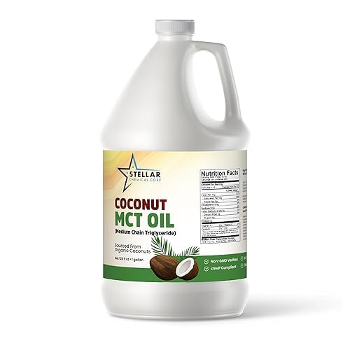 MCT Oil ~ Frakcjonowany olej kokosowy ~ Mózg i paliwo z kokosów; (1 Gallon) ~ Stellar Chemical Corp