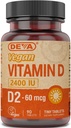 DEVA Vegan Witamina D2 60 µg 2400 j. m., Suplement Ergokalcyferolu bez składników zwierzęcych, 90 tabletek, 1- opakowanie