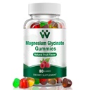 Glucynian magnezu Gummies 400 Mg, Gummies magnezowy wolny od cukru dla dzieci i dorosłych z L- Threonian, Wapń i Witaminy B6 + D3, 80 Hrabia Glucynian magnezu Gummy Mieszanki owocowe