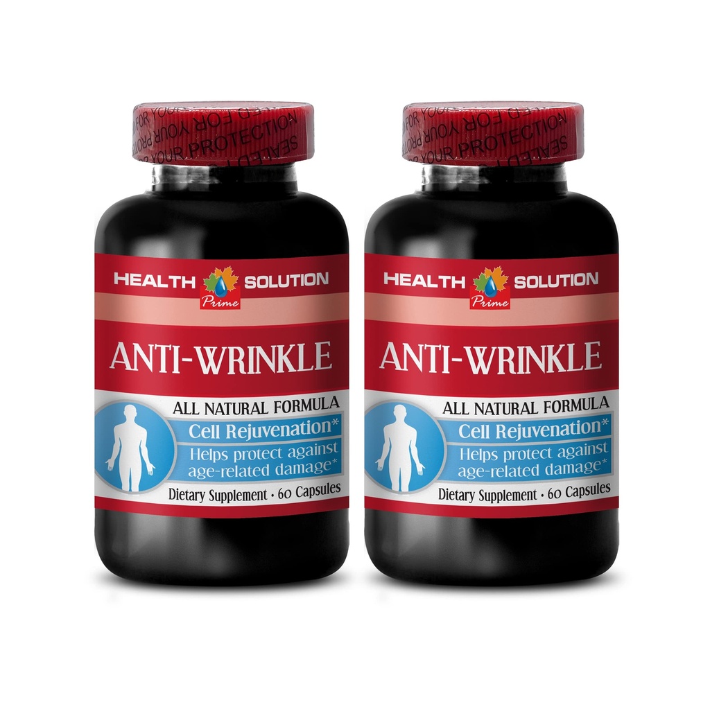 anty zmarszczki kapsułki na twarz - ANTI- WRINKLE COMPLEX - minerały skóry, suplement antystarzenia, Witamina E kolagen, serum anty zmarszczki, kwas alfa lipoinowy, tabletki anty zmarszczki dla kobiet, 2 Bot 120 Czapki