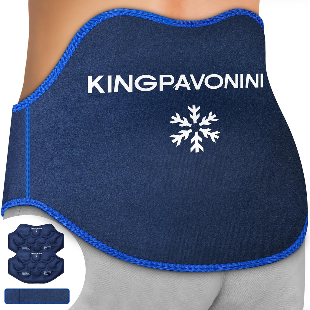 KingPavonini Extra duży Ice Pack na ból pleców Relief z rozszerzenia Pas, 2 Pack wielokrotnego użytku Lower Back żel Ice Pack Wrap do operacji Lumbar, Sciatica, Szkliwione Dysk, Coccix Pain, Zimna / Hot Therapy