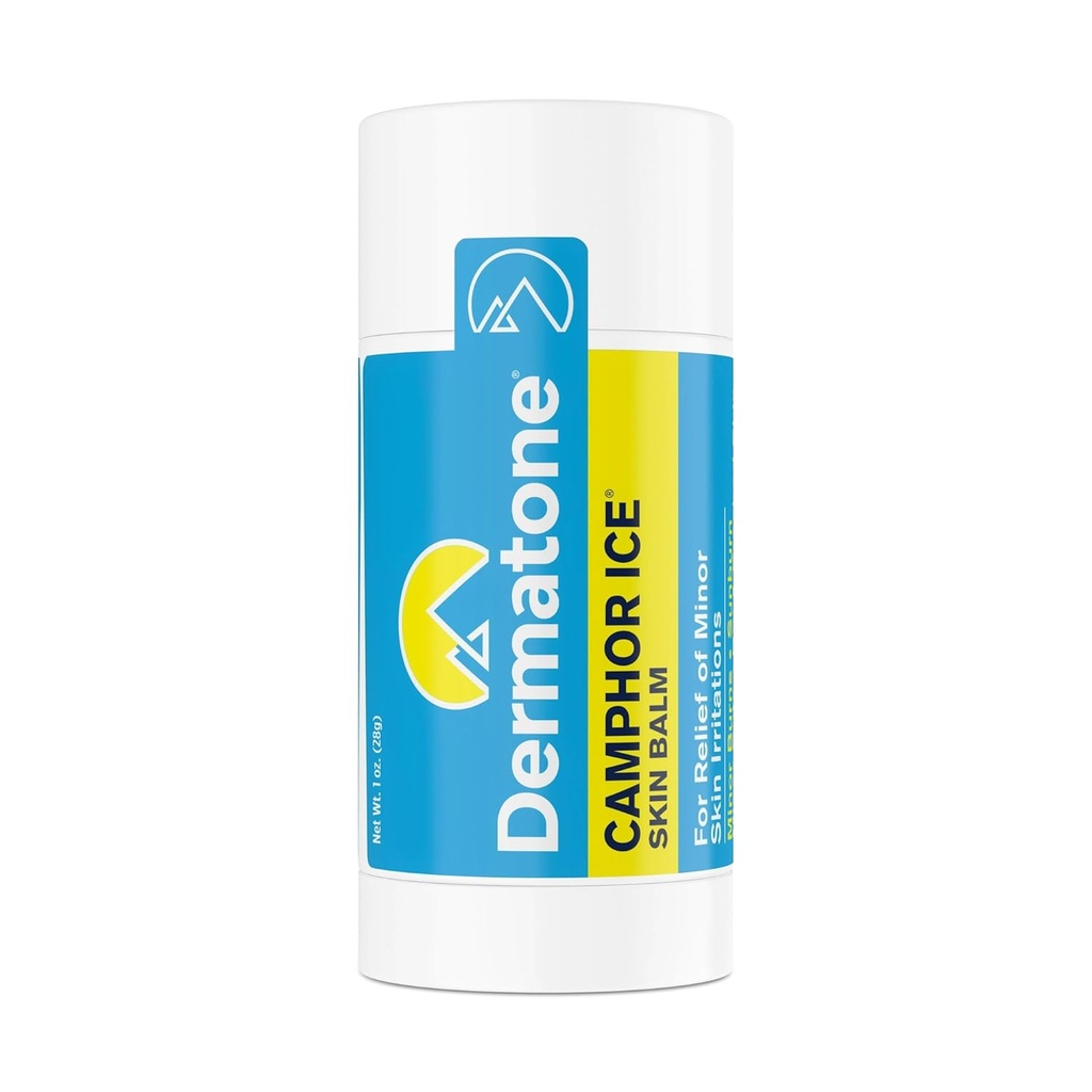 Dermatone Camphor Ice Breath 124; Skin Balm for Dry, Cracked and Chapped Skin Breats 124; Wargi, Ręce, Stopy Reath124; Skin Iritation Relief 124; Sunburn Relief 124; Bug Bites Death 124; Minor Burns Death 124; Soothing Vapors Death 124; nosal Congestion, 1 oz stick