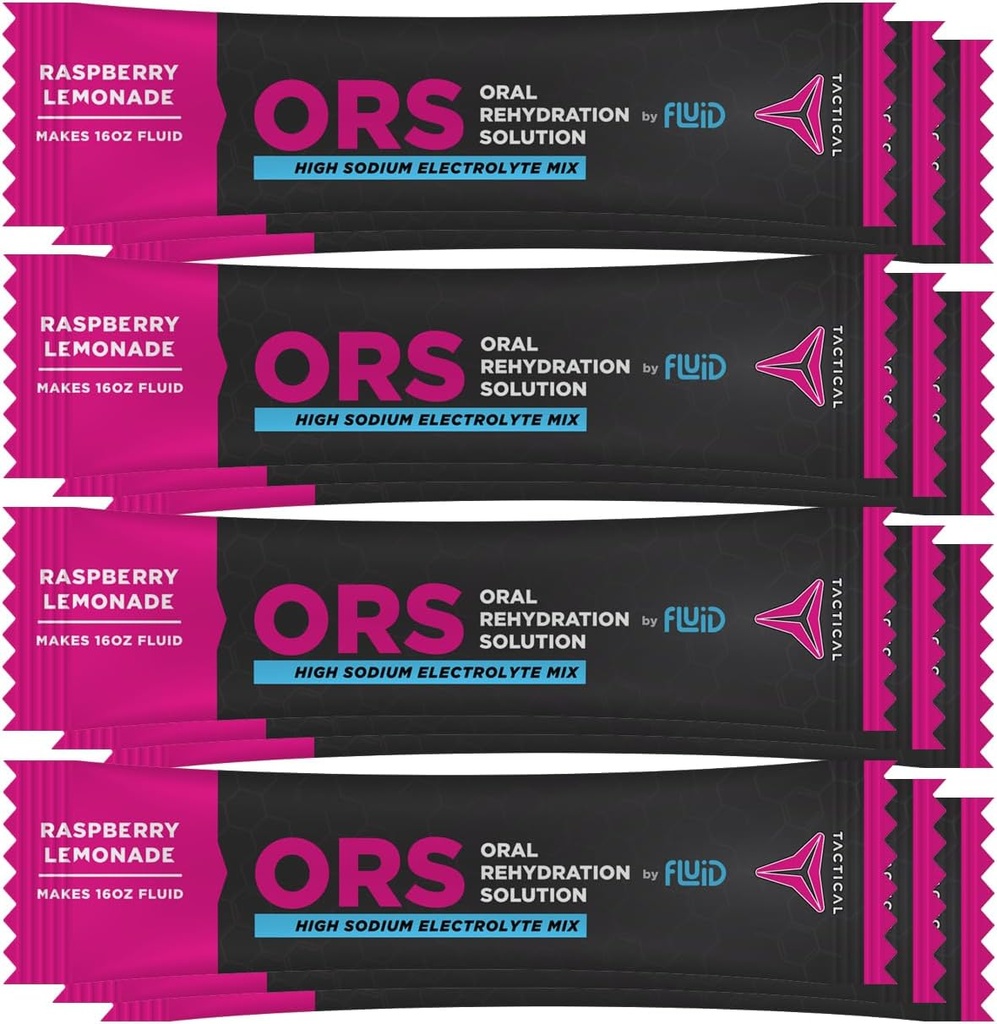 Płynne Tactical - ORS Ekstremalne odwodnienie elektrolity, Lemoniada malinowa 124; 12 Count Stick Packs