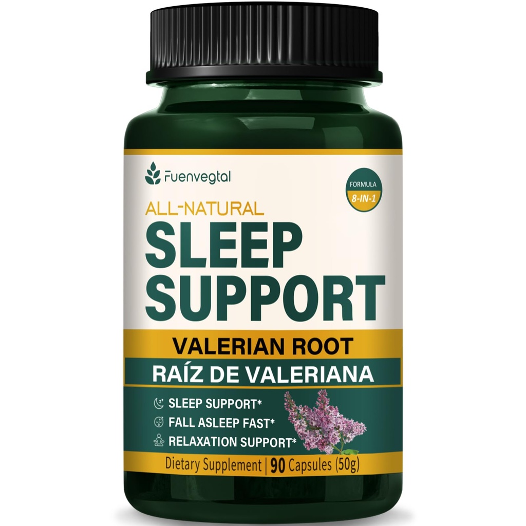 Valerian Root Extract Sleep Supples, Passion Flower Supplement for Better Sleep, Fall Asleep Fast & Relaxation. Pastillas de Valeriana y Pasiflora para Dormir Profundamente. 90