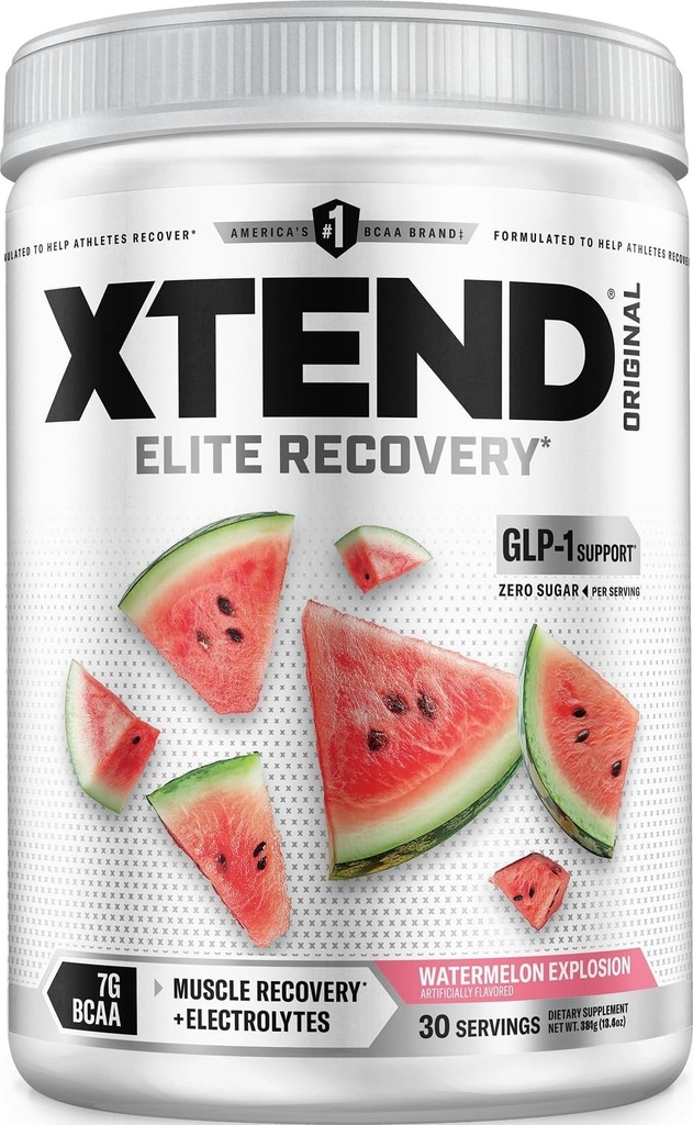 Xtend Original BCAA Powder, 7g BCAA i 2,5g L- Glutamina do nawadniania mięśni i mięśni odchudzających, bezcukrowa intra i post Workout Drink z elektrolitami, Arbuz Explosion, 30 Służenia