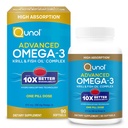 Qunol Advanced Omega 3 Krill and Fish Oil Complex, 10x Better Biodostępność, One Pill Dose, 250 mg EPA & DHA, Supports Brain, Eye, Heart and Joint Health, 90 Count (Pack of 1)