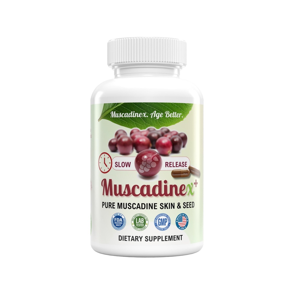 USA Muscadine Quercetin, Kwas Ellagiczny, Resveratrol, Myricetin, Kaempferol i BioPerine - Kapsułki uwalniające czas na dodatkową biodostępność - Vegan - Non GMO - Gluten Free - Made in USA