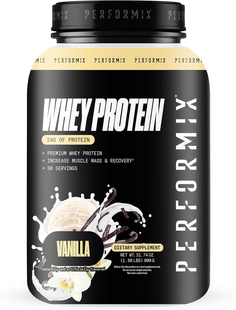 PERFORMIX - Mieszanka izolacyjna białka serwatki - 24g białka - 5,4 g BCAA - 110 kalorii - Odzysk mięśni i post - 100% proszku białka serwatki - 1,98 lbs - 30 Sług - Wanilia