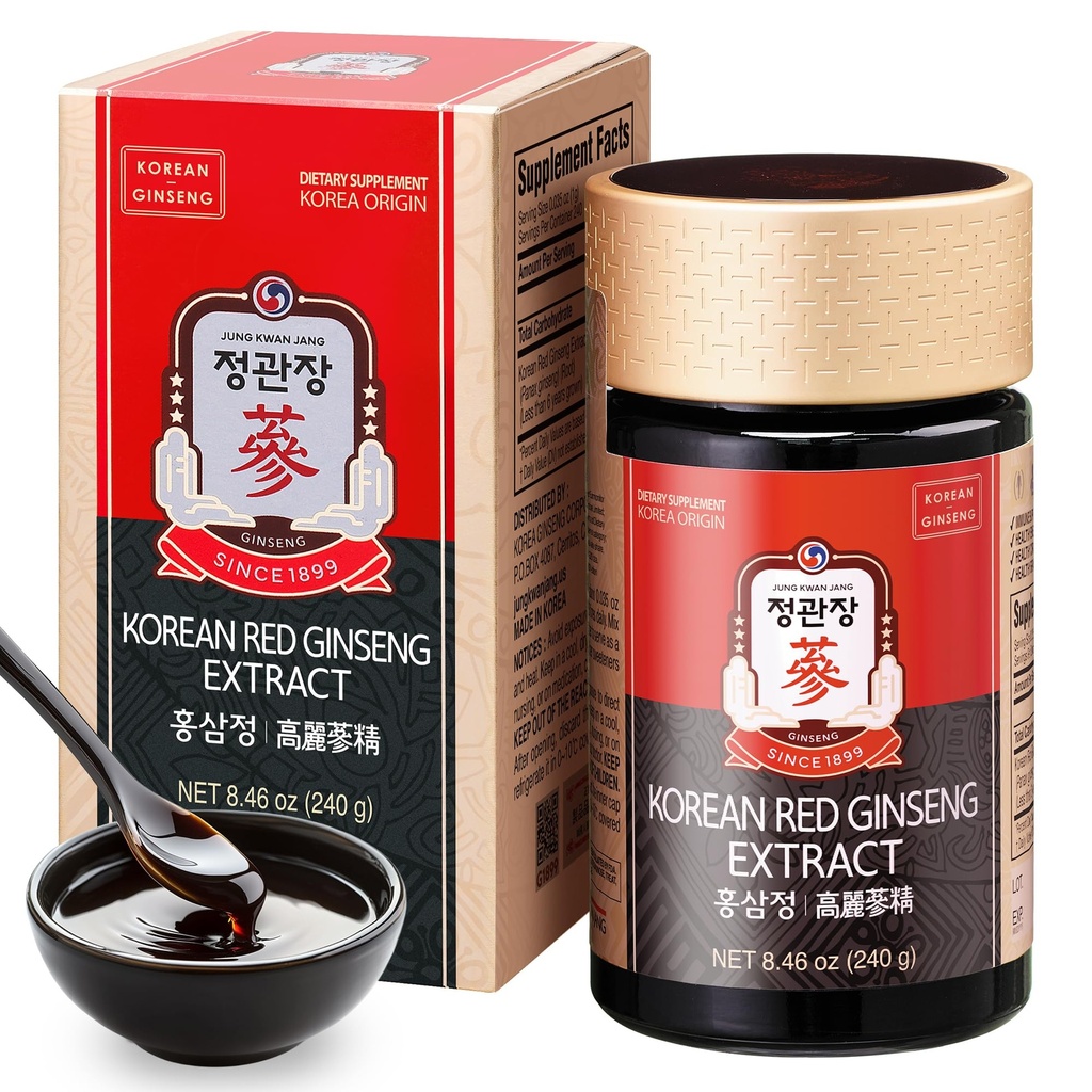 CheongKwanJang [Koreański czerwony Panax Ginseng Extract Extra Siła, Energy Boost, Wydajność, Boost Immune System, Stamina, Obróbka krwi i Mental Health Support, Pamięć, Wydajność - 240g