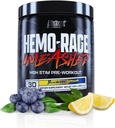 Nutrex Badania Hemo- Rage Ekstremalne Wysokie Stim Pre Workout proszku 124; Obłąkana energia lastingowa, Focus, Endurance & Pompa Booster Pretensive Supplement Pretension 124; Blueberry Lemoniada 30 Służenie