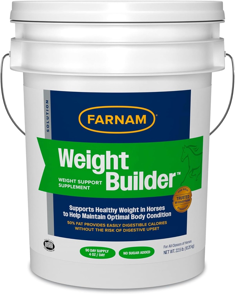 Farnam Weight Builder Supplement dla koni, Pomaga utrzymać optymalną wagę i kondycję ciała, 22,5 lb., 90 Day Supply