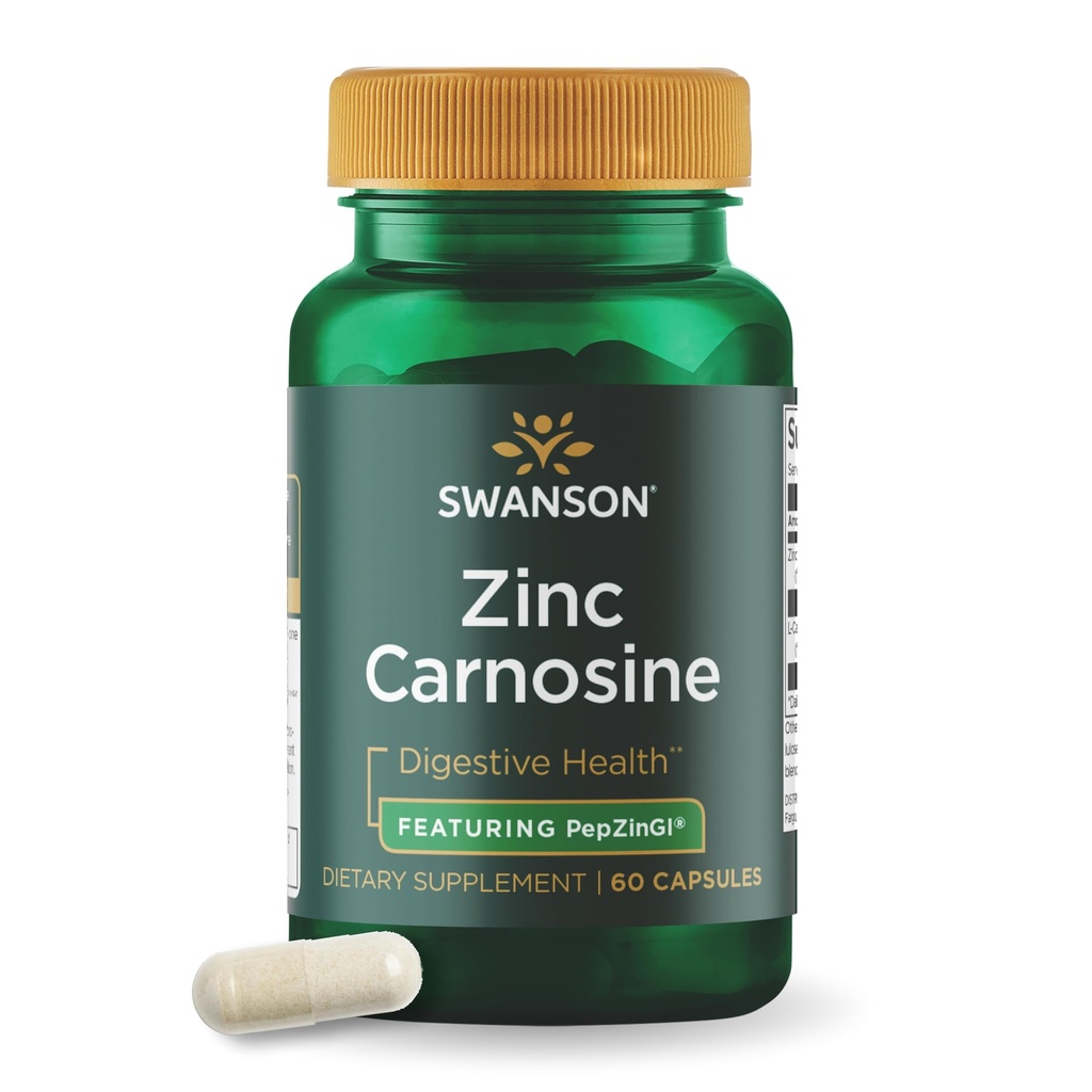 Swanson Ultra Zinc Carnosine (PepZinGI) - 60 Kapsułek - Naturalny Suplement do Zdrowia Gastrycznego, Poparcia Żywieniowego i Równowagi Mikrobialnej Stomach