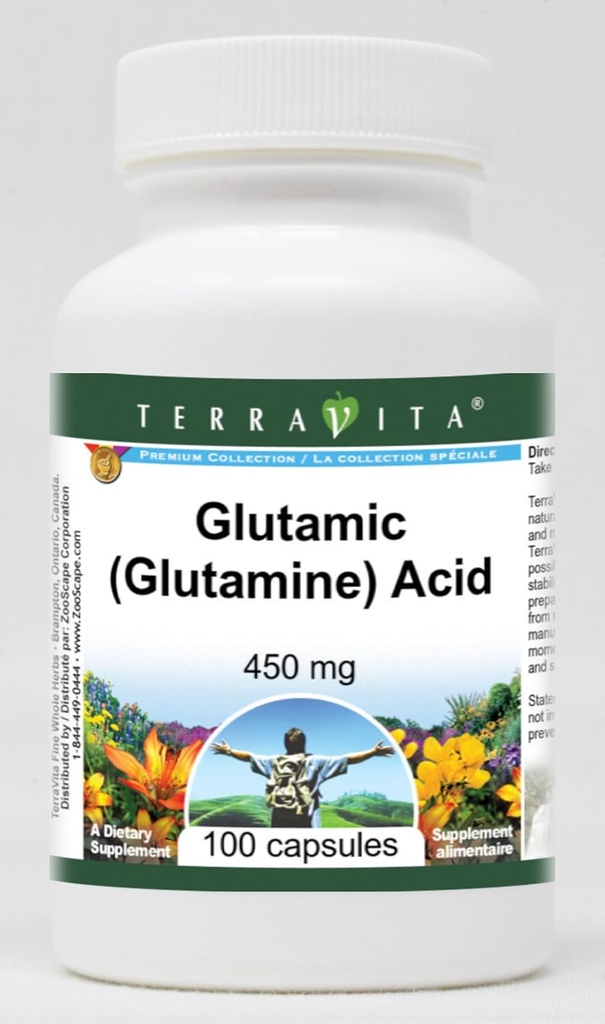 Kwas glutaminowy (glutamina) - 450 mg (100 kapsułek, ZIN: 513331)