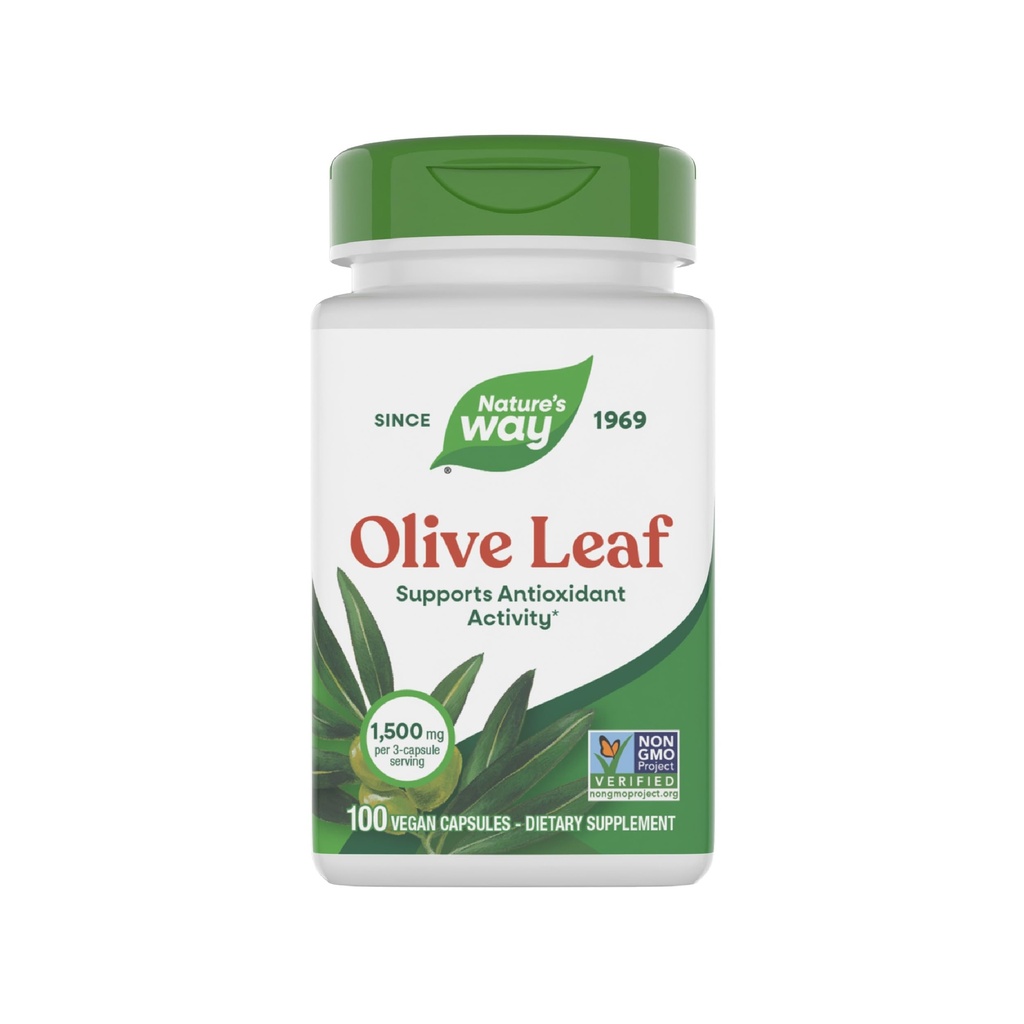 Nature 's Way Olive Leaf - 1500 mg na 3 - Kapsułka Podawanie - Wsparcie aktywności przeciwutleniającej * - Kapsułki ziołowe Olive Leaf - Projekt niezmodyfikowany genetycznie - Gluten Free - 100 Kapsułek wegańskich