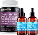 Płynny Kolagen Biotin (2pk) i tlenek azotu (1pk) Suplement Bundle - Silne witaminy do włosów, skóry, paznokci, serca, Circulative i Lipid Support - Non-GMO, Wegan, Gluten- Free