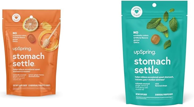 UpSpring Tomach usadowione krople z Ginger, Lemon - 55 Ct i 28 Ct