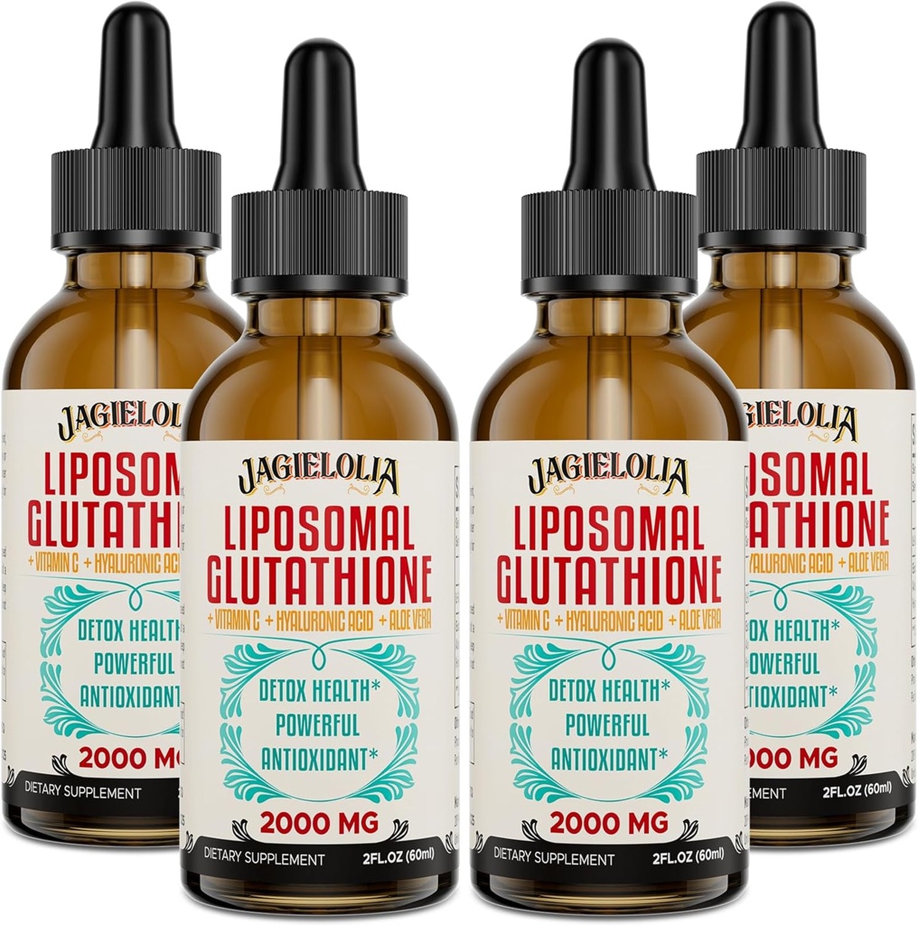 Liposomal Glutathione Liquid 2000MG - Suplement do detoksykacji przeciwutleniaczy dla kobiet i mężczyzn, Obrona starzenia, Funkcja wątroby i energii, z kwasem hialuronowym + Aloe Vera + Witamina C, Natural & Vegan, 8 FL.OZ