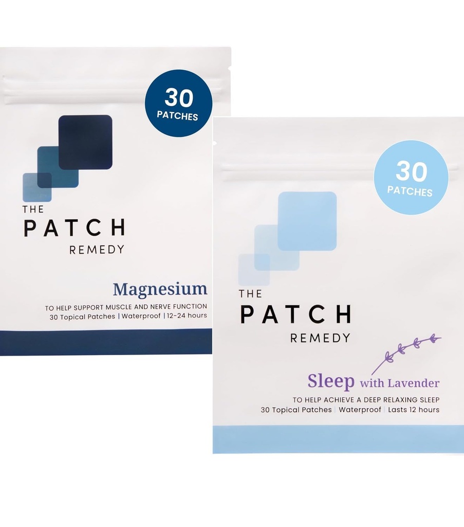 Łata Remedy Sen & Recovery Bundle - (60 Łat) Esencjonalny Wieczorny Relaks i Zestaw Odzyskiwania Mięśnie z Łaty Lawendy Sleep & Magnezu Glycinate Patch