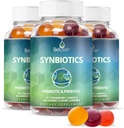 BeLive Synbiotics - Probiotyczne i prebiotyczne gumki włókniste - Wysoka wytrzymałość Inulina (3g), Suplement Fiber dietetycznych, Digestive Support for Kids & Adult - Truskawka, Lemon, Blueberry Flavor
