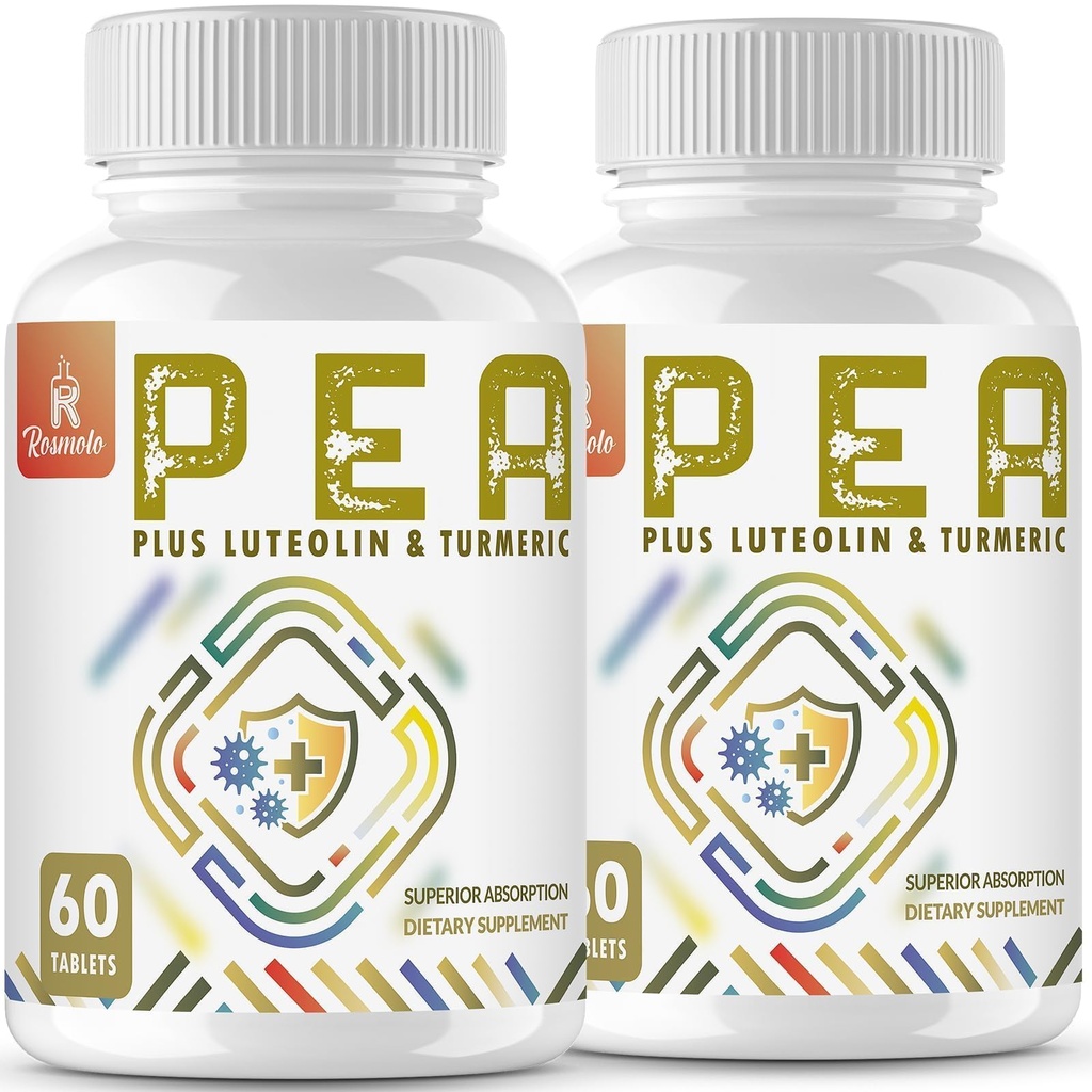 1500 MG Palmitoyletanolamid z luteoliną 98% & Turmeric, Wysoka absorpcja, Mikronizowany suplement Pea do zarządzania dyskomfortem - USA Made - 120 Tablets