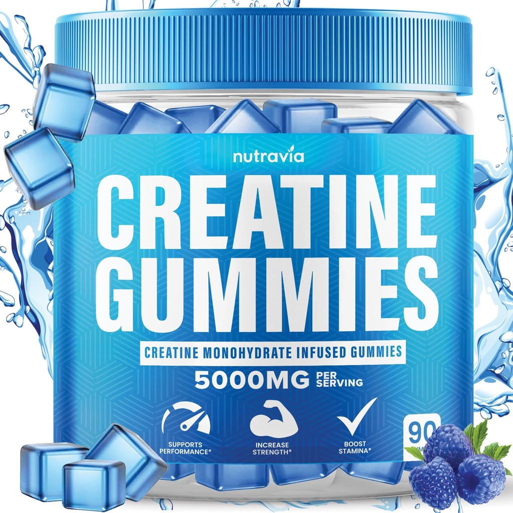 Gummie kreatynowe Infused z 5g Monohydrat kreatury dla mężczyzn i kobiet, Siła, Wytrzymałość, Mięśnie Instantised Creature, Mikronized Clean HCL Balanced Creature Monohidratada en Polvo (90 Gummies)
