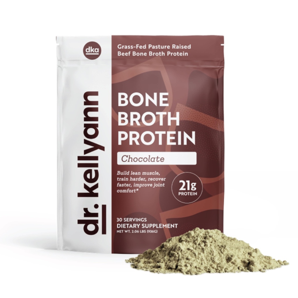 Dr Kellyann Keto Bone Broth Powder Czekolada - Białko 21g, 2 g Węglowodory netto - Kolagen hydrolizowany z trawy - Cukier, Gluten i Dairy Free, Paleo, Keto Shakes Protein (30 Servings)