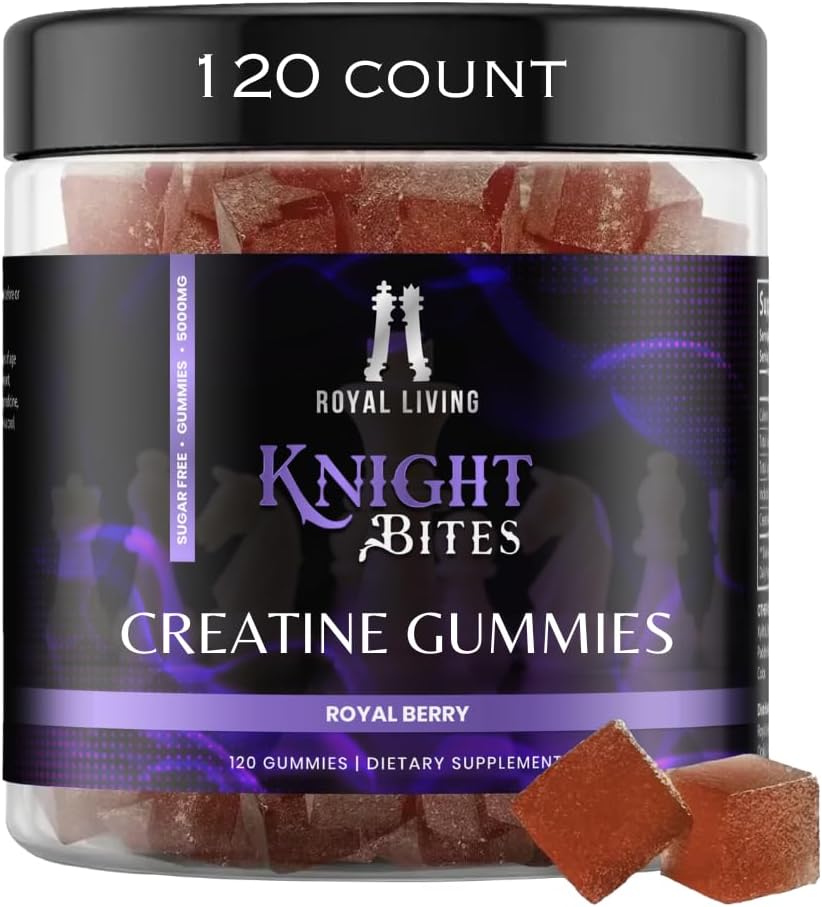 Bezcukrowe Gummie Monohydrat Kreatyny 5g dla mężczyzn i kobiet, Chewables Monohydrat Creature for Muscle Growth & Recovery, Wegan, Mixberry Flavor, 120 Count