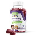 Viteey Sambucus Gummies Elderberry dla dzieci Suplementy wsparcia immunologicznego z witaminą D3 & Witamina C 3-1 Wzmacniacz immunologiczny - wegetarianin, Żelatyna wolna, Gluten wolny, GMO wolny - Smaczne żute jagody aromatyzowane